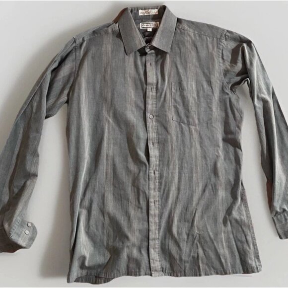 Giani Leone Shirt Men's Size Large Black Gray Striped Long Sleeve Button Up - Picture 1 of 5